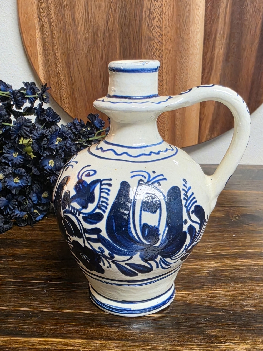 Hand-Painted Blue and White Ceramic Pitcher - Decorative Home Art